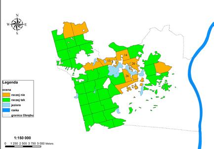 Ryc. 1. Obręb Warlubie ocena możliwości dotarcia samochodem do lasu Fig. 1. Warlubie Forest Circle assessment of accessibility of forest areas by car Ryc.