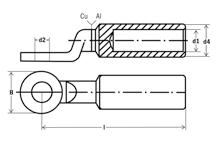 Końcówki rurkwe i złączki Al-Cu końcówki kablowe, szczelne do połączeń nie podlegających rozciąganiu do lin AL wg DIN 48201 część 1, liny Al wg DIN EN 50182 materiał: AL 99,5% DIN 40501, E-CU DIN