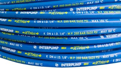 THB001K INTERPUMP Jet Plus 1SC Wąż do urządzeń myjących Zastosowanie/ Application: Warstwa wewnętrzna: syntetyczna guma, całość wytłaczana bez spoin, o jednolitej grubości.
