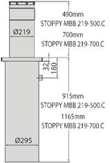 STOPPY MBB oferowana jest wersjach: STOPPY MBB 19/500 o średnicy 19 mm i wysokości 500 mm, z pasem odblaskowym, z oświetleniem LED lub bez, w wykonaniu INOX z oświetleniem, STOPPY MBB 19/700 o