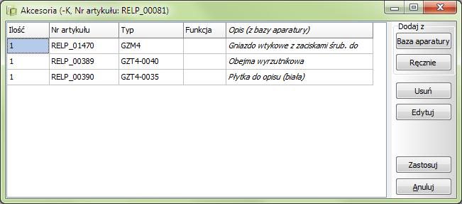 4 Akcesoria dla aparatów Do wersji 15 włącznie akcesoria dla aparatów były dołączane na stałe za pomocą bazy aparatury, albo dołączane do schematu za pomocą symboli pomocniczych.