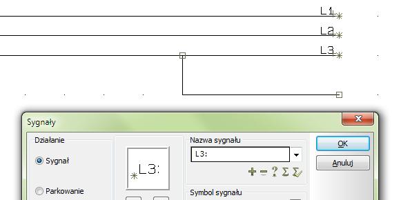 8.3 Automatyczna nazwa sygnału na końcu linii Gdy kończysz linię symbolem sygnału, możesz nazwać sygnał tekstem funkcji z podłączonego składnika.