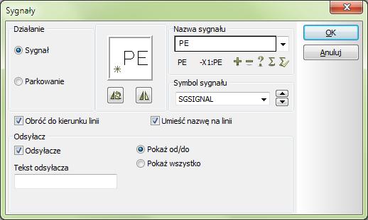 Ta funkcja trochę się zmieniła: jeżeli w podłączonym symbolu nie ma tekstu dla funkcji, sygnał może być nazwany tak, jak punkt połączenia symbolu, w postaci pełnej nazwy symbolu i oznaczenia zacisku