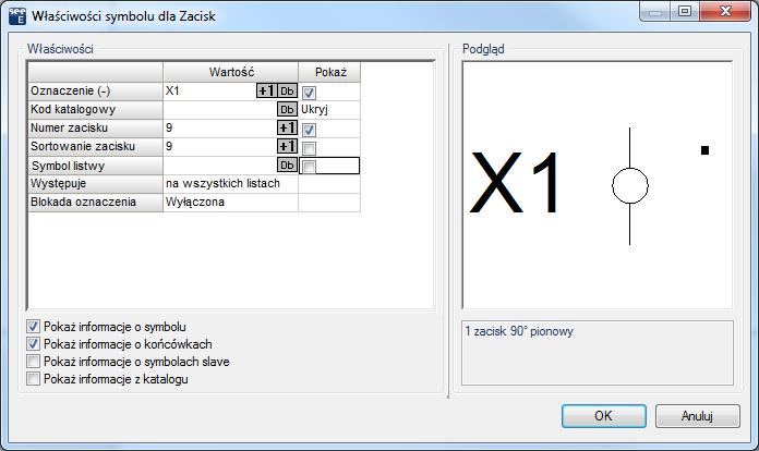 10.> Kod katalogowy. 11.# 3010123. 12.> OK. Wprowadź kod ręcznie. Zamknij okno dialogowe. 13.+ Wstaw zacisk pod przyciskiem. 14.> Oznacz zacisk. 15.> Kod katalogowy. 16.# 3010123. 17.> OK. Zamknij okno dialogowe. 18.