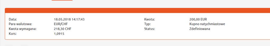 Rysunek 76. Przegląd transakcji natychmiastowych. Skrót. W panelu Start znajduje się skrót do ostatnich kilku wykonanych transakcji natychmiastowych.