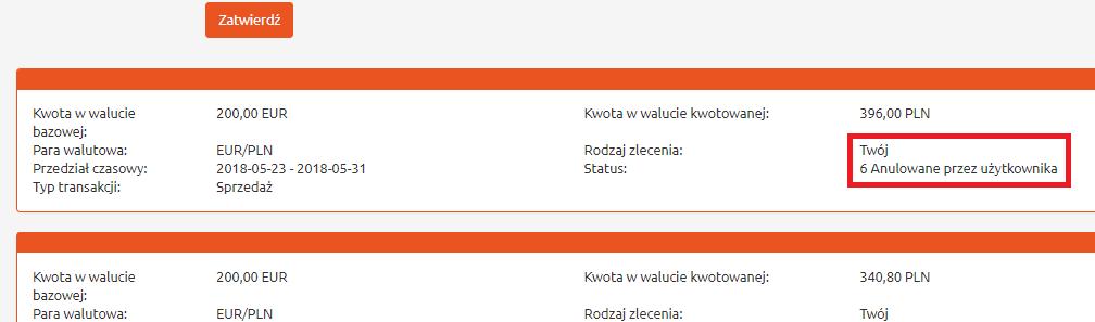 Rysunek 103. Przegląd transakcji planowanych. Anulowanie.