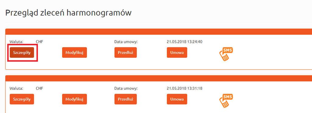 Szczegóły poszczególnych zleceń harmonogramu spłat kredytów Rysunek 152.