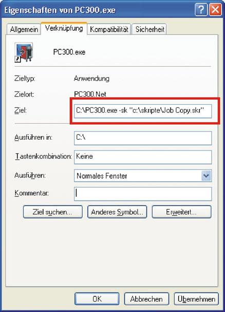 Załącznik B Sterowanie skryptem Rys. 8-2 Skrypty mogą zostać przesłane do PC300.NET podczas startu programu jako parametry -sk. Program się uruchamia, wykonuje skrypt i ponownie się wyłącza.