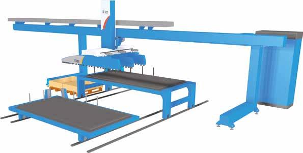 Compact Tower Urządzenia do załadunku/rozładunku materiału i obrobionych arkuszy. Wieża magazynująca z 10 lub 15 paletami. Rozdzielanie arkuszy blach, system kontroli i referencji arkuszy.