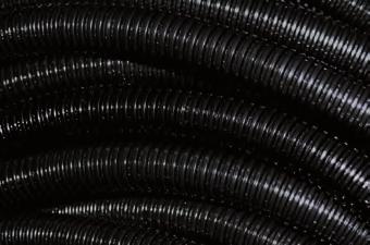 Rury ochronne i dławnice do rur / Protective tubes and glands for pipes / Rura ochronna karbowana wykonana z poliamidu standard typu WT Materiał: poliamid 6 : czarny (RAL 9005) Wytrzymałość na