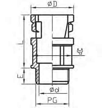Rury ochronne i dławnice do rur / Protective tubes and glands for pipes / Dławnica typu SFD z gwintem PG do szybkiego montażu Fitting, SFD types with PG thread for quick mounting Cальник типа SFD с