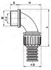Rury ochronne i dławnice do rur / Protective tubes and glands for pipes / Łącznik katowy typu LRSK...M z gwintem metrycznym IP67 Angle connector type LRSK.