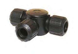 Rury ochronne i dławnice do rur / Protective tubes and glands for pipes / Łącznik trójnik typu LT IP67 T-connection LT type IP67 Соединитель тройник типа LT IP67 Materiał: poliamid Temperatura pracy: