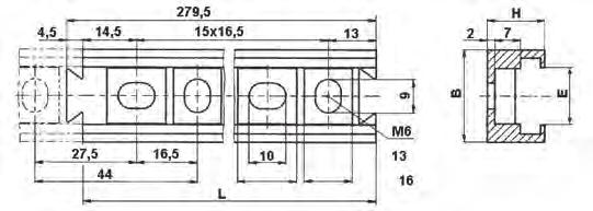 Rury ochronne i dławnice do rur / Protective tubes and glands for pipes / Prowadnica typu USP 15/27 BK Do mocowania uchwytów typu UROP Materiał: PA wzmocniony. Temp.