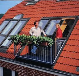 44 Balkon dachowy Balkon w dachu pełnia życia pod słońcem (Generacja okien V21) System elementów okiennych i drzwiowych, tworzący balkon, po którym można chodzić.