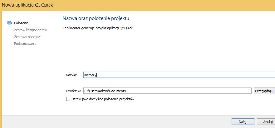 Po pierwsze podajemy jego nazwę (nazwa może być dowolna w naszym przypadku