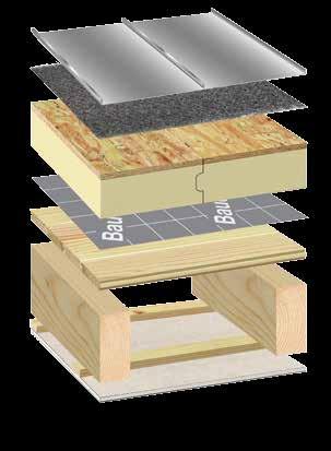 Widoczna konstrukcja dachu, powierzchnia nadająca się do malowania lub tapetowania Renowacja od zewnątrz z zastosowaniem elementu termoizolacyjnego BauderPIR TP-Kombi, z