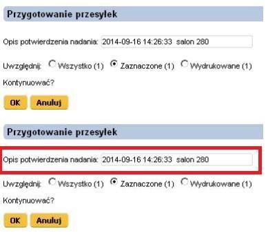 Należy zaznaczyć utworzoną przesyłkę i kliknąć przycisk Utwórz