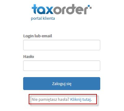 Strona 6 z 7 4. Scenariusz wykonania: Resetowanie hasła do portalu TaxOrder.