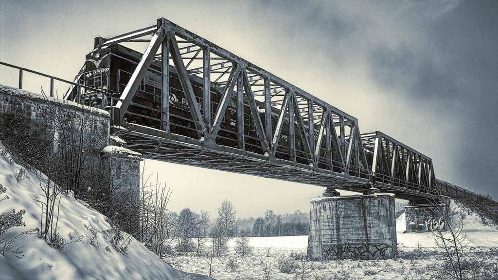 styczeń / january Zimowy transport wiadukt kolejowy w Bojszowicach Fot.: Grzegorz Łaba. I nagroda.