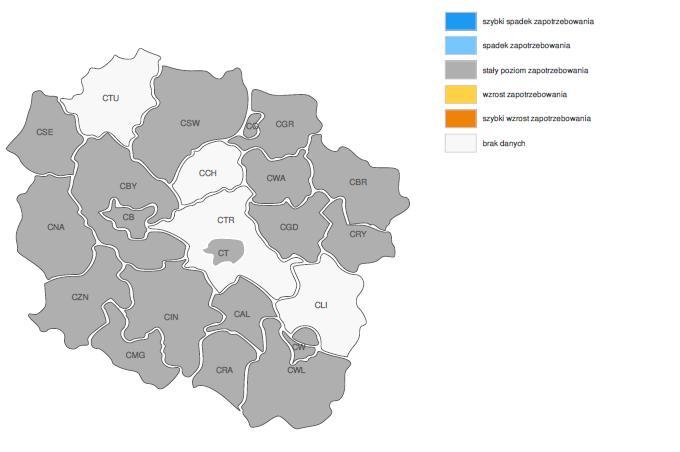 PROGNOZA NA 2018, WOJEWÓDZTWO KUJAWSKO-POMORSKIE ZMIANA ZAPOTRZEBOWANIA NA PRACOWNIKÓW - FILOZOFOWIE, HISTORYCY, POLITOLODZY I