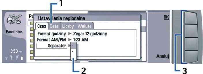 Aby zmienić przyspieszenie lub szybkość poruszania się kursora, należy wybrać Pulpit > Narzędzia > Panel ster. > Ogólne > Ekran > Ustawienia kursora. 9 Klawisz synchronizacji.