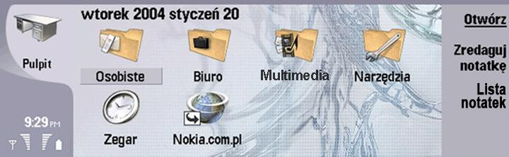 3. Pulpit Pulpit to miejsce, z którego można otwierać wszystkie aplikacje zainstalowane w urządzeniu lub na karcie pamięci. Do poruszania się w górę i w dół ekranu służy joystick i klawisze strzałek.