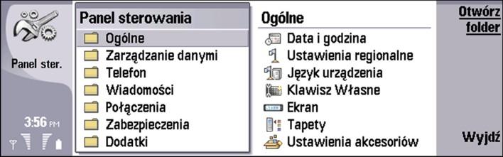 13. Panel ster. W aplikacji Panel ster. można określać i modyfikować różne ustawienia urządzenia. Modyfikowanie tych ustawień wpływa na działanie wielu aplikacji urządzenia.