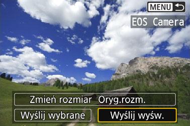 Wysyłanie obrazów do aparatu Wysyłanie obrazów pojedynczo Obrazy można wybierać i wysyłać pojedynczo. 1 2 3 Wybierz obraz do wysłania.