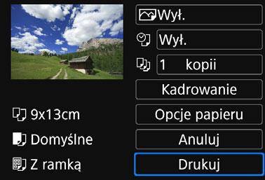 Drukowanie Drukowanie obrazów pojedynczo Obrazy można wybierać i drukować pojedynczo. 1 2 Wybierz obraz do wydrukowania.