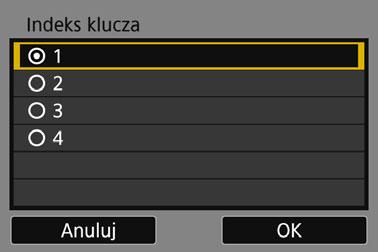 Łączenie z wykrytą siecią w sposób ręczny Wprowadzanie klucza szyfrowania punktu dostępu Wprowadź klucz szyfrowania (hasło) określony dla punktu dostępu.