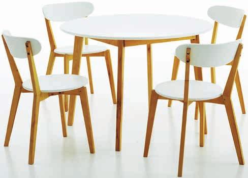 MDF. Ś105 x W75 cm. Krzesła: Lite drewno i MDF. Stół 1 SZT.