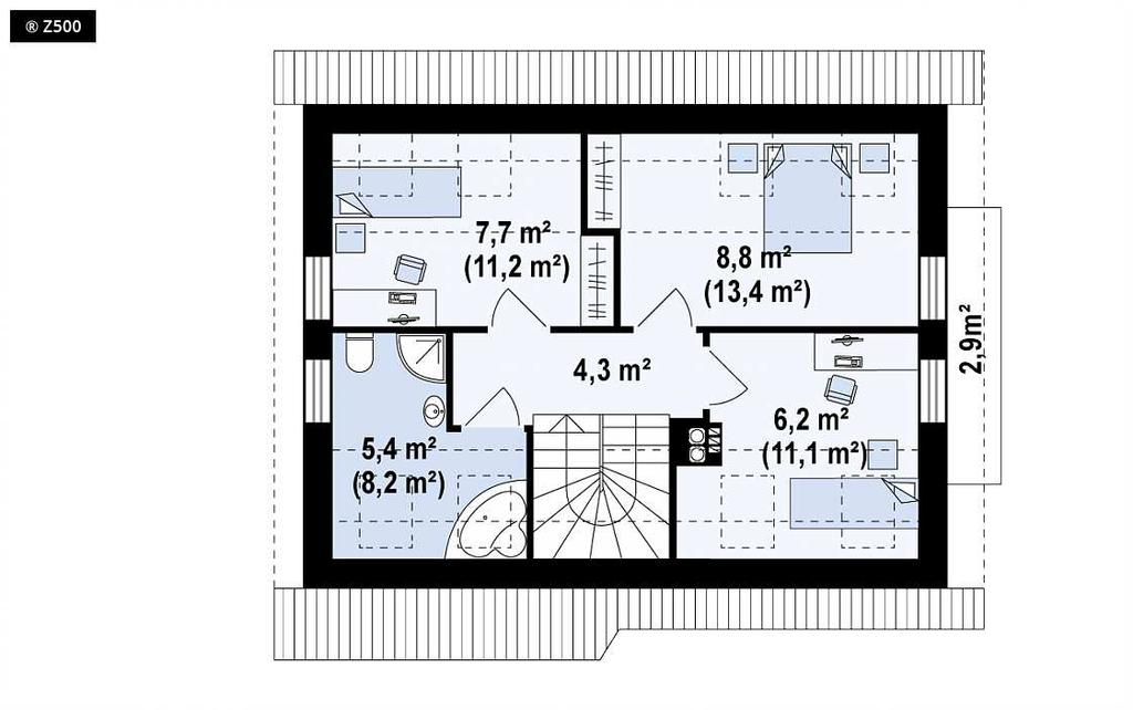 PARTER: 51,9 m 2 Sień Hol Łazienka Gabinet Salon+kuchnia Pom. gosp.