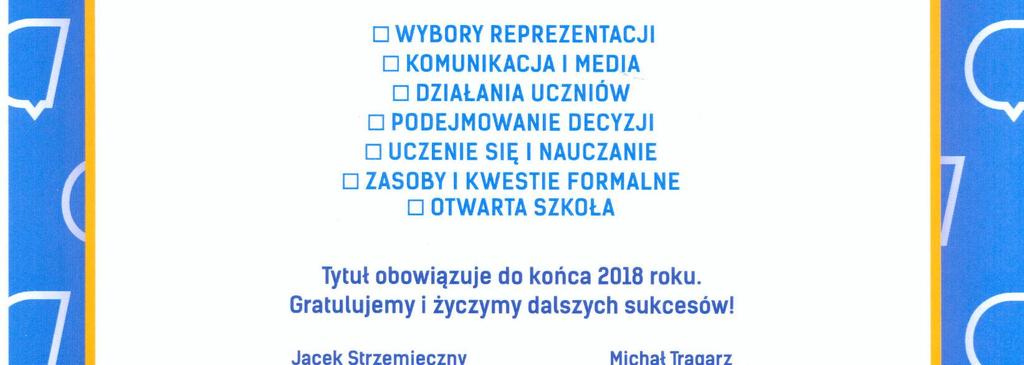 Słupsku certyfikat Szkoła Demokracji. Znaleźliśmy się w gronie 50 wyróżnionych szkół z całej Polski.