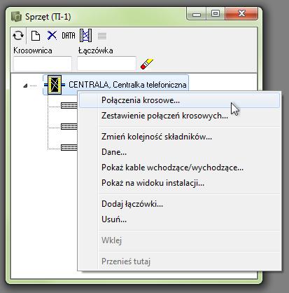 TWORZENIE POŁĄCZEŃ KROSOWYCH MIĘDZY ŁĄCZÓWKAMI Po opisaniu wszystkich kontaktów w łączówkach możesz utworzyć połączenia krosowe pomiędzy łączówkami