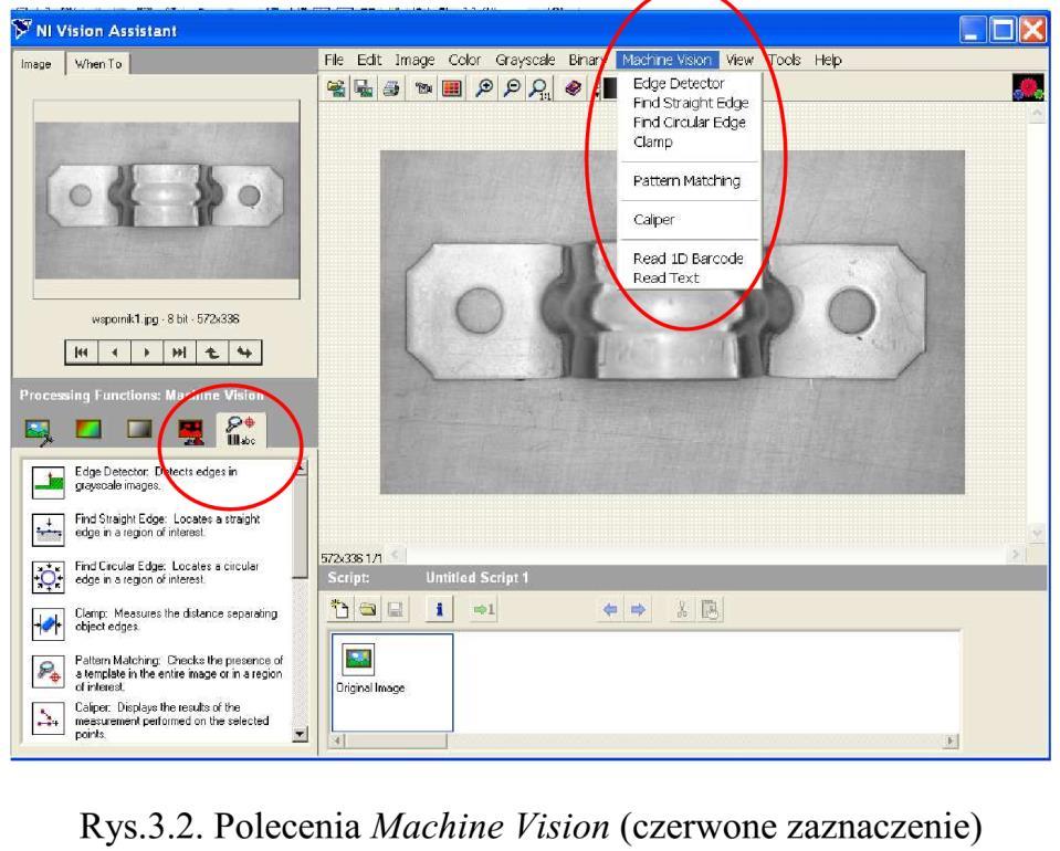 c:\student\przykład1. Metody akwizycji obrazu zostały opisane w rozdziale 2. Procedurę budowy algorytmu przeprowadzono w następujących etapach. Uruchamianie programu i ładowanie zdjęć 1.