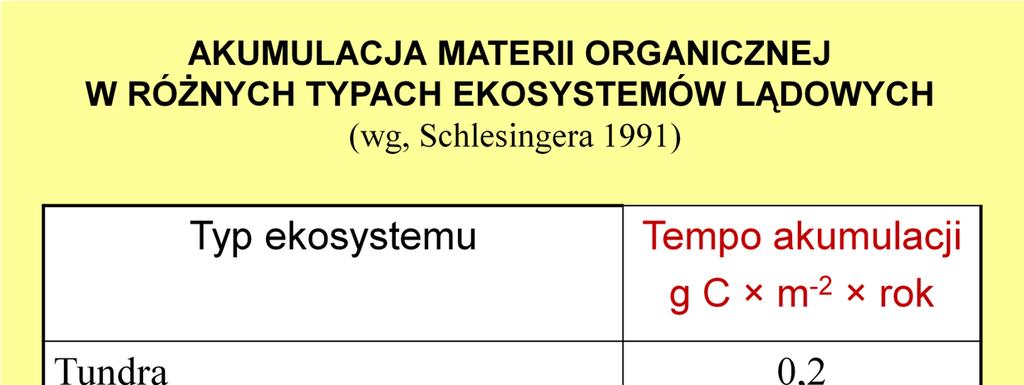 JeŜeli roczna dekompozycja jest mniejsza, niŝ roczny opad ściółki, nieuchronnie dochodzi do akumulacji ściółki (a z nią