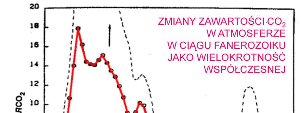 Dane paleogeochemiczne świadczą o tym, Ŝe na przestrzeni ostatnich 600 mln lat (tzw, fanerozoiku) miały miejsce bardzo głębokie zmiany składu powietrza prawie przez całą erę paleozoiczną zawartość