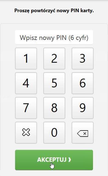 wpisanie nowego kodu PIN a następnie