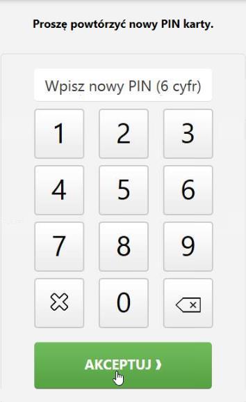 wpisanie nowego kodu PIN a następnie