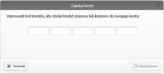 Rys. 50: Doładowanie środków Uwaga: Konto jest powiązane z kartą administratora kredyt ilościowy zostanie utracony w razie uszkodzenia lub zgubienia karty administratora.