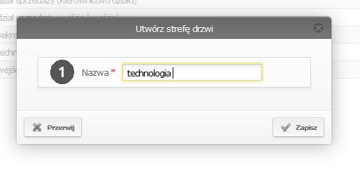 Utworzenie drzwi Usunię cie drzwi Usunię cie drzwi ze strefy Dodanie drzwi do strefy Edycja/usuwanie stref(-y) drzwi 17