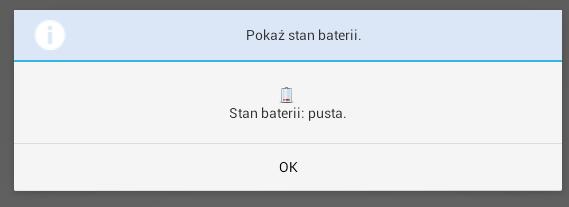 Jeśli stan baterii jest prawidłowy, pojawi się odpowiedni komunikat potwierdzający. Rys.