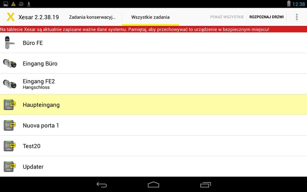 Rys. 155: Rozpoznawanie drzwi 25.8 Aktualizacja firmware Jeśli jest dostę pna aktualizacja firmware (np. aktualizacja Xesar z wersji 1.1 do wersji 2.