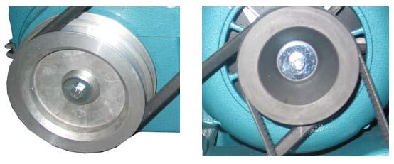 Okresowe prace konserwacyjne Kółka bębna i kółka silnika (dotyczy użytkownika) Należy regularnie sprawdzać, czy rowek (2) kółka nie wytarł się; w przeciwnym wypadku pasek (1) będzie się opierał na
