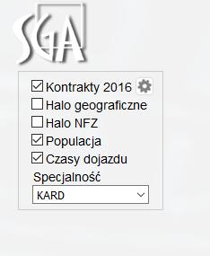 Dostępne funkcje Checkbox Kontrakty 2016 włącza prezentację wielkości kontraktów w danej specjalności.