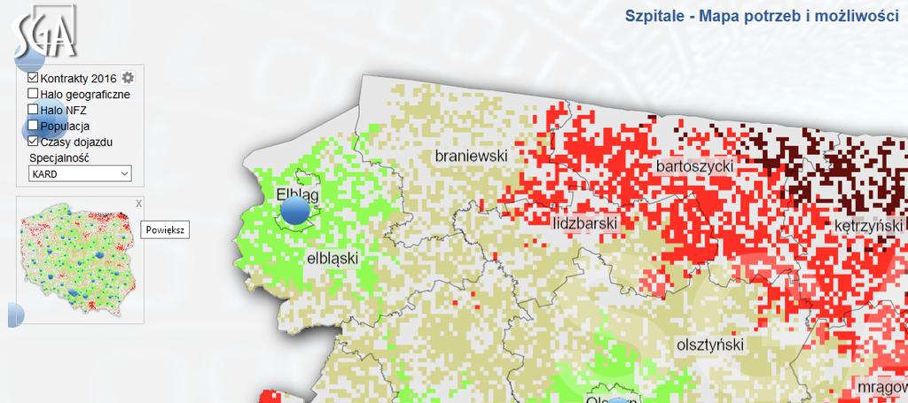 Użycie kółka na myszy zwiększa/zmaniejsza mapę.