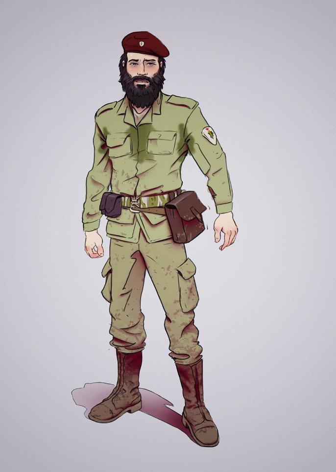 COMANDANTE FARRUSCO DOWODZI NIEWIELKIM ODDZIAŁEM 120 LUDZI, KTÓRY W CHWILI PRZYJAZDU REPORTERA JEST JEDYNYM ODDZIAŁEM NA FRONCIE POŁUDNIOWYM, OTOCZONYM ZE WSZYSTKICH STRON PRZEZ WROGA.