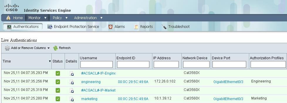 Autoryzacja w ISE Monitoring