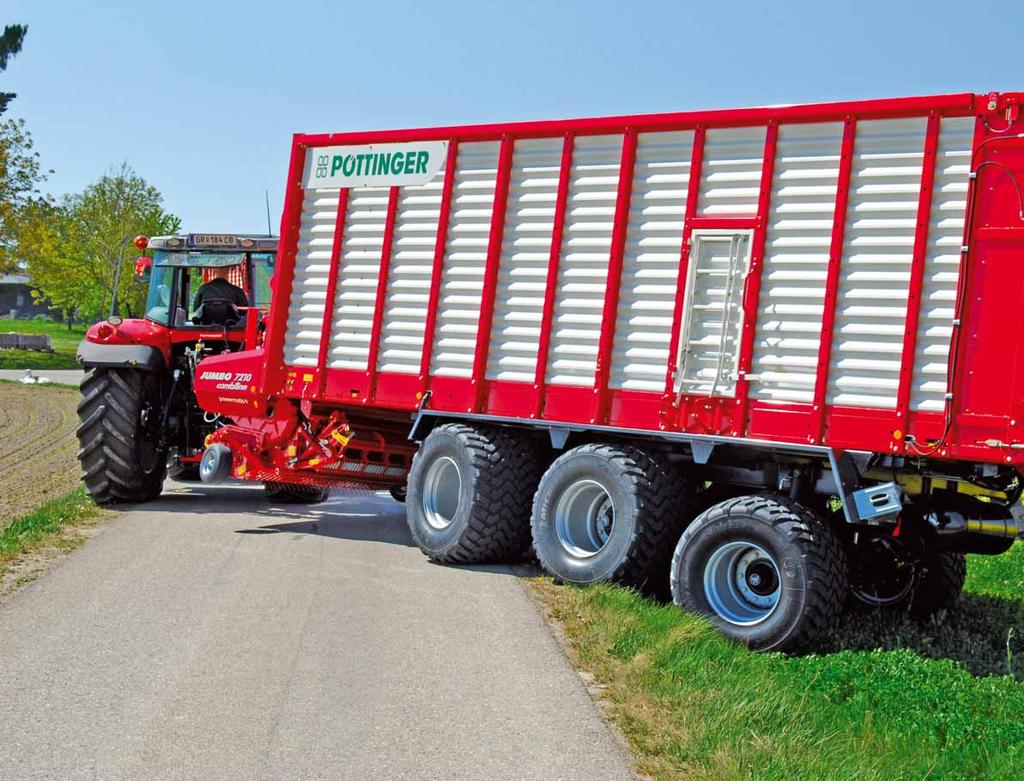 Podwozia, osie, ogumienie JUMBO Maksymalnie dopuszczalny cieżar całkowity przy różnych wariantach dyszli 6010 L / D 6610 L / D 2 t 3 t 4 t Podwozie z amortyzatorami parabolicznymi 20 t 21 t 22 t